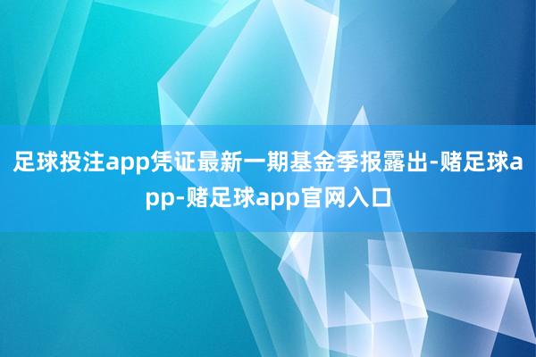 足球投注app凭证最新一期基金季报露出-赌足球app-赌足球app官网入口