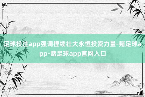 足球投注app强调捏续壮大永恒投资力量-赌足球app-赌足球app官网入口